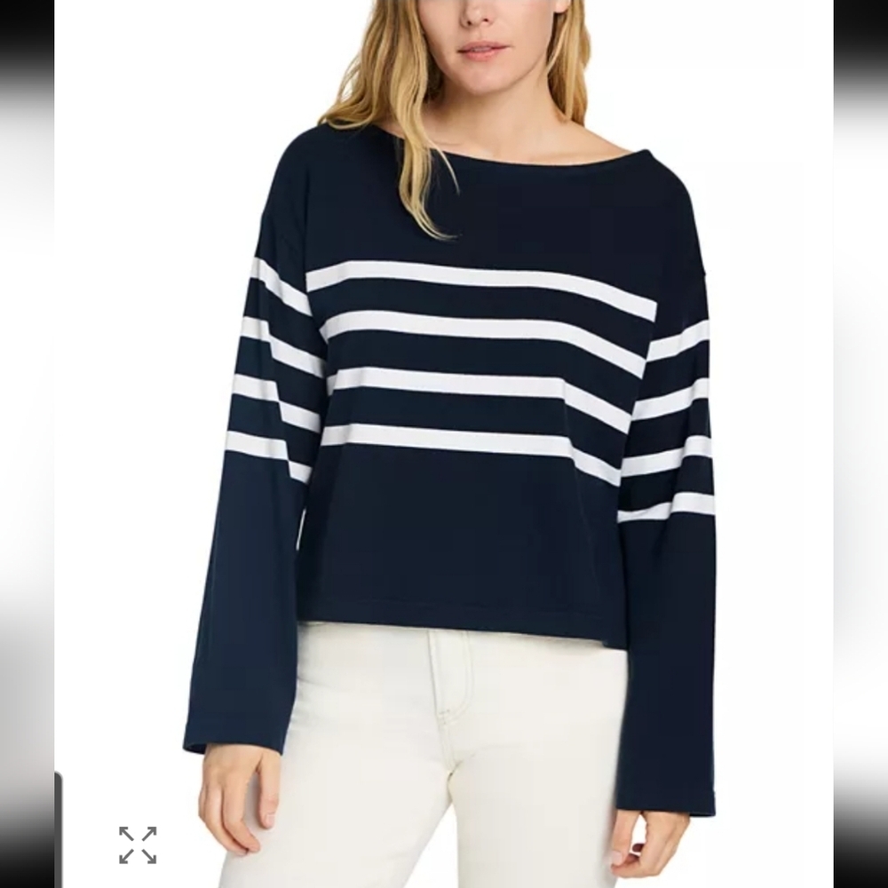 Faherty Navy and White Striped Top